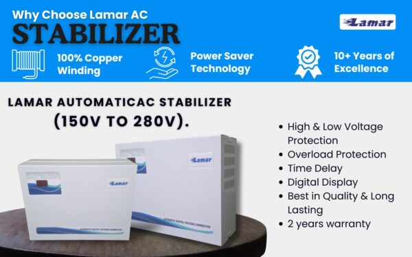 Lamar AC stabilizer 150V to 280V for upto 2 Ton AC